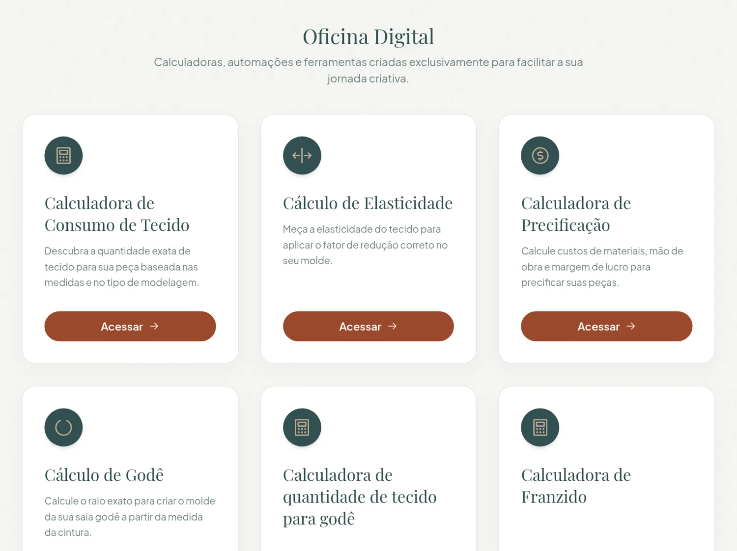 Oficina Digital com as ferramentas do módulo de Costura
